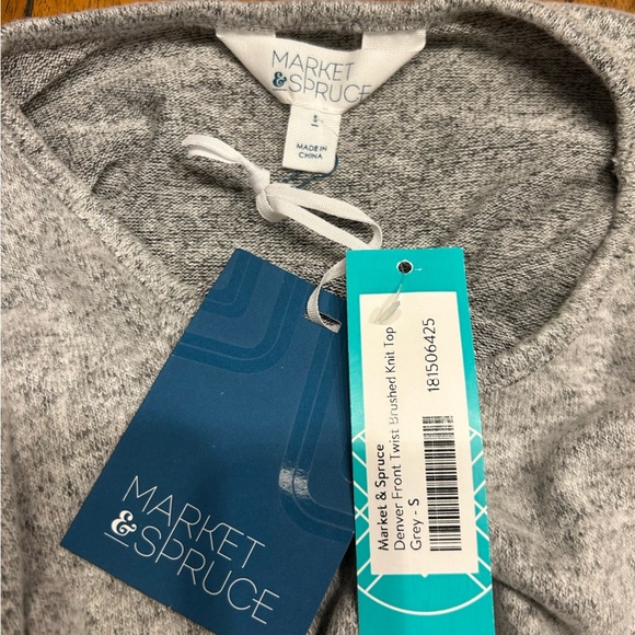 *NWT* Market & Spruce Denver Front Twist Brushed Gray Knit Top, Sz S, 3/4 Sleeve - Picture 6 of 7